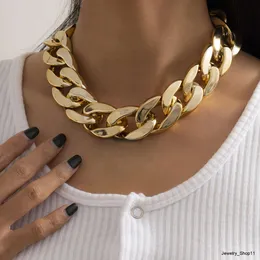 Hip Hop Exaggerated Plating Gold Chunky Choker Cuban Link Chain Necklace for Women