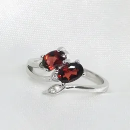 Pierścionki ślubne Meibapj drobna jakość naturalny czerwony granatowy kamień szlachetny dla kobiet prawdziwy 925 srebrny urok biżuterii 231218