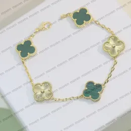 Originele doos 4-bladige mode klassieke klaver bedelarmbanden Bangle Chain 18K gouden agaat schelp parelmoer voor vrouwen meisje bruiloft moederdag sieraden vrouwen geschenken-A