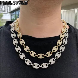 Multicolour Coffee Iced Out Alloy Bean Pig Nose Rhinestone Necklace Charm Link Chain Bling Necklaces for Men HIP HOP Jewelry261b