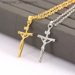 Hänge halsband mode smycken Jesus Cross Halsband inri hänge för kvinnor/män mode religiösa smycken Crucifix Necklacel231218