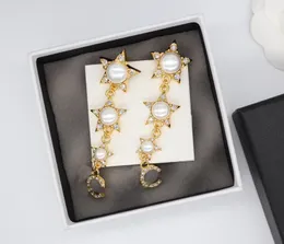 2024 Orecchino a goccia lungo di qualità di lusso con perle di conchiglia naturale placcate in oro 18 carati con scatola per timbri PS3576A