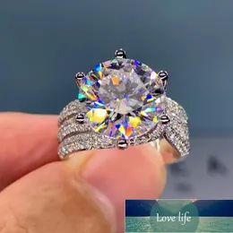 Kvalitet 5 Karat Big Diamond III Love Imitation Moissanite Three Rows Full Diamond Line Ring