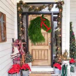 Decorative Flowers 2PCS Horse Head Wreath Christmas Artificial Green Plants For Front Door Window Partyxmas Decor