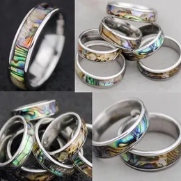 36PCS Natural Shellfish Abalone Shell Inlay 316L Stainless Steel Quality Rings 6mm Width Retro Wedding Engagement Pupular Ring Who1886