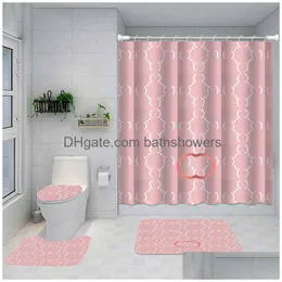 Brief gedruckt klassische Duschvorhänge Designer-Druck-Badezimmer-Vorhang Home WC ER-Matte Badzubehör Drop-Lieferung Dhrbq