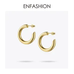 Enfashion Small Hoop Earrings Solid Gold Color Eternity Earings Stainless Steel Circle Earrings For Women Jewelry Ec171023 T190625245M