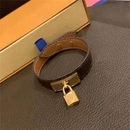 Fashion Classic Flat Brown PU Leather Bracelet with Metal Lock Head Charm Bracelets In Gift Retail Box SL062513
