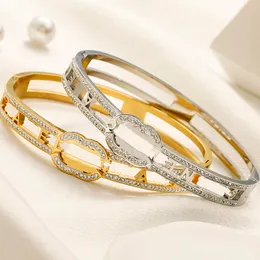 Fashion Style Charm Bangle Designer Bracelet Acessórios de jóias de cristal 18K Batilhado de ouro 925 Silver Girls Bangle de alta qualidade Aço inoxidável sem fade Bracelete de presente