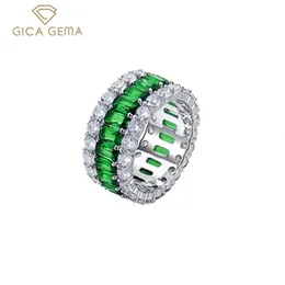 Wedding Rings GICA GEMA Real 925 Sterling Silver Rings For Women Girl Created Diamond Emerald Gemstone Fashion Wedding Engagement Jewelry 231218