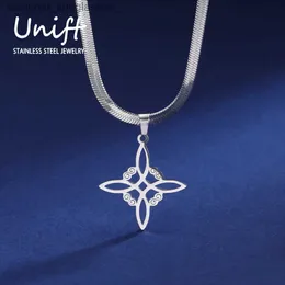 Ожерелья с подвесками Unift Vintage Witch Knot Подвеска Ожерелье для женщин Celtics Wicca Protection Amulet Нержавеющая сталь Колдовство Ювелирные изделия Подарок 2023L231218