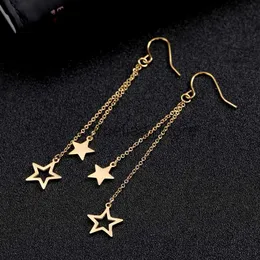Stud Neue koreanische Stern Ohrringe für Frauen luxuriöse Kette Quaste Drop Ohrringe Gold Silber Farbe Hängende Ohrringe 2022 Trend Schmuck J231218