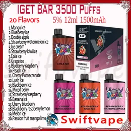 Highest Quality IGET BAR 3500 Puff E Cigarettes Disposable Vapes Pod Device 1500mah Battery 5% 12ml Cartridge Starter Kit Small Ships Locally In Australia