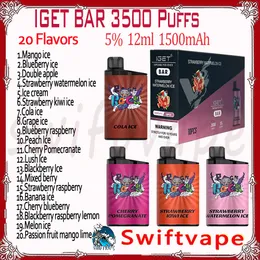 Najwyższa jakość IGET Bar 3500 Puff E papierosy jednorazowe Vapes Podstawowe urządzenie 1500 mAh Akumulator 5% 12 ml Kit kasety Małe statki w Australii