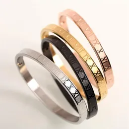 Mcllroy Men Bangle Stainless Steel Rose Gold Color Bracelet Carving Roman Numeral Classic Jewelry High Quality 3282534