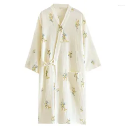 Ethnic Clothing Nightgown Women Summer Cotton Gauze Kimono Spring And Autumn Thin Japanese Home Dress Bathrobe Pajamas Sweat Steaming