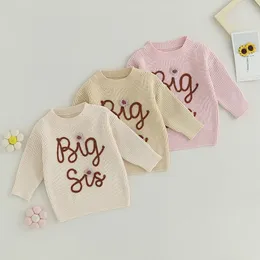 Pullover 2023 07 04 Lioraitiin 0 5T Kleinkind Baby Mädchen Junge Grobstrickpullover Top Große Schwester Bruder Kleine passende Outfits 231218