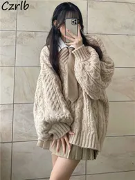 Kadın Sweaters Kadın Kore Stil Gevşek İhale Tatlı Vintage Vneck Saktikler Allmatch Uzun Kol Rahat Öğrenci Sonbahar Solid 231218