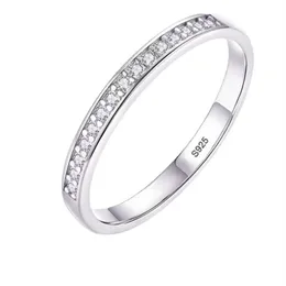 Women Engagement Ring Small Zirconia Diamond Half Eternity Wedding Band Solid 925 Sterling Silver Promise Anniversary Rings R012238g