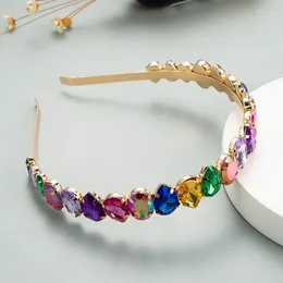 Fermagli per capelli Pietre multicolori Cristalli di vetro Fascia per capelli Strass colorati misti Fascia per capelli Gioielli da donna Regalo