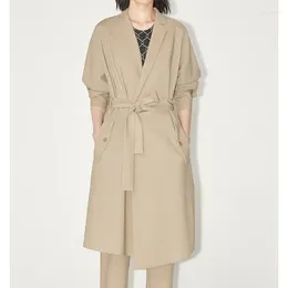 Women's Trench Coats Suit Dress For Women With A Stylish Lapel And Waistband Khaki Coat