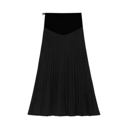 Skirts Skorts Korean Fashion Maternity Clothes Autumn Winter Skirt Knitted pleated Pregnancy high waist Maternity Black Skirts P00101 231218