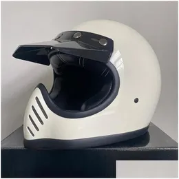 Kask Motosiklet Kaskları Dot Eco Appd Profesyonel Vintage Moto3 El yapımı kask FL Yüz Hafif Ağırlık Fiberglas Kabuk Cascos Drop Deliv