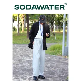 Spodnie sodawater harajuku męskie bawełniane spodnie 2021 nowe luźne dopasowanie w stylu koreańsko -szarych dresowych mężczyzn Elastyczne talii Spodnie 3259W