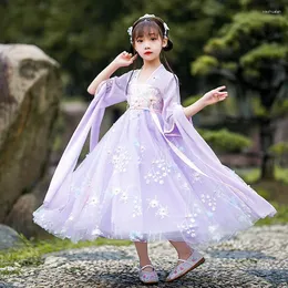 Robes de fille enfants Hanfu Tang Costume Style chinois fleur traditionnelle princesse robe en mousseline de soie col en v Cosplay Cheongsam Costume ancien