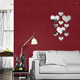 Wall Stickers 1 Set Gold Silver 3D Love Heart Mirror Sticker Decal For DIY Kids Room Home Decoration Party Wedding Decor