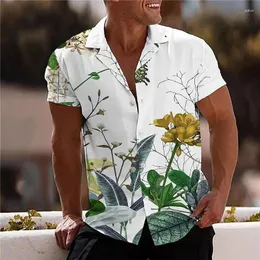 Męskie koszule 23 Hawajskie wakacje z krótkim rękawem Wzór liści społecznego Camisole Y2K Kwiata Kwiamica Formalna elegancka moda odzież