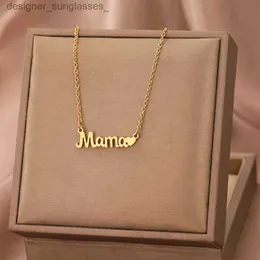 Pendant Necklaces Stainless Steel Necklaces Mama Heart Letter Pendant Fashion Collar Chain Mother's Day Necklace For Women Jewelry Mama GiftsL231218