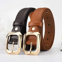 Bälten Nya kvinnors bälte Trend Gold Needle Buckle Belt Pu Leather Belt Authentic Matching Jeans Cheap Beltl231218