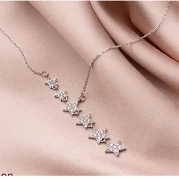 Authentic 925 Sterling Silver Dazzling CZ Tassel Star Pendant Necklaces for Women Wedding Engagement Jewelry Accessories315m