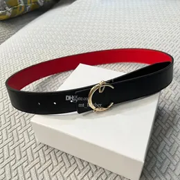 Bälten Laboutin Designer Red Bottom Reversible Belt Belts For Men Woman Bredd 3,8 cm Fashion Gold Silver Man Leather Waistband med logotyp