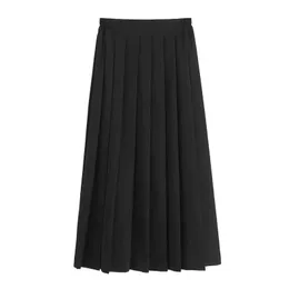 ドレスXS5XLプリーツスカートミディスカートソリッドオータムロングブラックスカートレディーススカート女性用ブルースクールスカートのロングスカート
