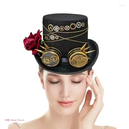 Berretti Elegante gotico da donna Cappello a cilindro Vintage Bombette per Steampunk Pography