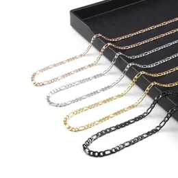 Chains Stainless Steel Base Curb Cuban Link Chain Necklace For Women Men Figaro Rose Gold Silver Solid Metal Jewelry Gifts Fashion273m