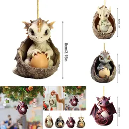 ألواح عيد الميلاد الجديدة لوازم 1pc Dragon Baby Egg Ornament Christmas Tree Charm Charm Cartoon Cartoon Car Pendant Bag Decoration Acrylic Xmas Hanging Pendant