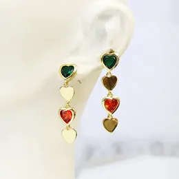 Hängeleuchter, 10 Paar kleine metallische Kristall-Herz-Ohrringe, vergoldet, Modeschmuck, Damen-Geschenk, 30861 231218