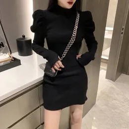 Korean Casual Outfits: Chic Knitted Mini Dress Long Sleeve Korean Casual Outfits: Chic Knitted Mini Dress Long Sleeve