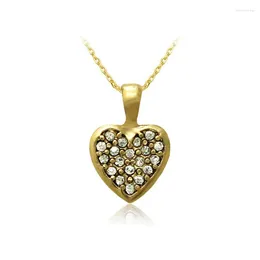 Collares colgantes Joyería de moda Color dorado Corazón de diamantes de imitación para mujer Chica Collar de cadena de eslabones de moda Regalo del día de San Valentín