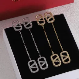 Nuovi orecchini con lampadario pendente con diamanti in oro 18 carati Argento Moda squisiti orecchini pendenti di design di lusso Gioielli da regalo per feste di nozze da donna Alta qualità con scatola