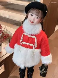 Down Coat Girls'cotton-Padded Clothes Winter Clothing Imitation Fur 2023 Arrival Children's Western Style Quilted Year Baby Girl W