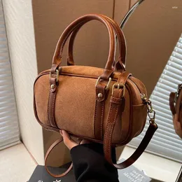 Abendtaschen Retro Einfarbig Faux Wildleder Frauen Umhängetasche Süße Kühle Matte Große Kapazität Damen Boston Einfache Lässige Weibliche Handtasche