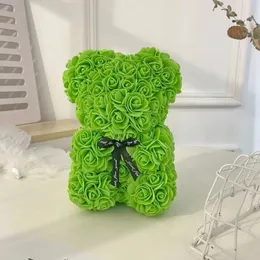 Декоративные цветы Венки Drop 25/40CM Teddy Rose Bear Искусственные цветы Rose Bear для женщин Валентина Свадьба Рождественская подарочная коробка Home Decor 231218