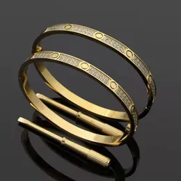 5mm 2 Row Diamond Love Bangle Luxury Classic Designer Screwdriver Bracelet Fashion Couple Jewelry for Women228K