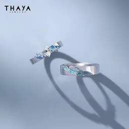 Anelli di nozze Thaya Real 100% S925 Sterling Silver Coppia Ring Crystal Rings per donne gioielli di lusso per il fidanzamento del matrimonio gioielli 231218 231218