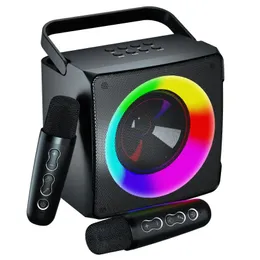 كمبيوتر S ers مزدوج الميكروفون بلوتوث متوافق مع الكاريوكي مع RGB LED LID 10W HIFI Player 2 microphones اللاسلكي 231216