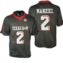 BENUTZERDEFINIERTES NCAA College Texas AM Aggies Fußballtrikot Johnny Manziel Schwarz Größe S-3XL Alle genähten Stickereien
